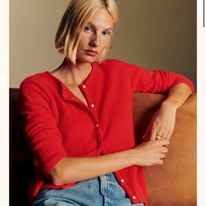 Red Button-Up Women's Sweater